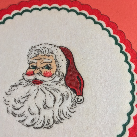 Vintage Other - Vintage Mid Century Santa Felted Drink Coasters EX